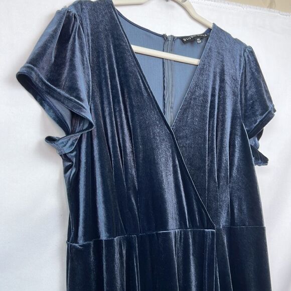 Blush Mark Dreaming of You French Blue Velvet Maxi Dress size 2X - Picture 6 of 16